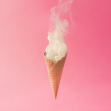 Ice cream cone with smoke
