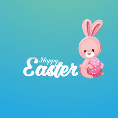 Happy Easter greeting card with rabbit