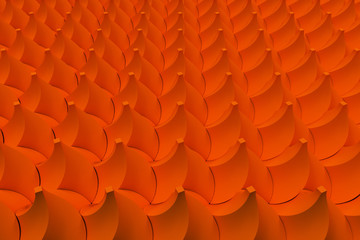 Fototapeta na wymiar Pattern of orange twisted pyramid shapes
