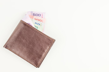 Thai money and wallet.