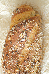 Panino with seeds and whole wheat flour,vertical