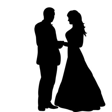 silhouette of the bride and groom, wedding card