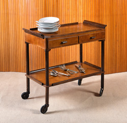 Vintage wooden server table or trolley