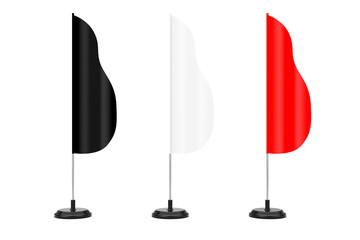 Blank Banner Feather Flag Stands. 3d Rendering