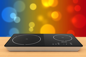 Mobile Portable Induction Cooktop Stove. 3d Rendering