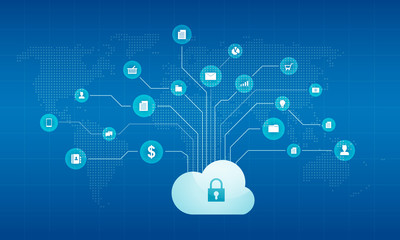 Fototapeta premium technology cyber cloud network security background concept 