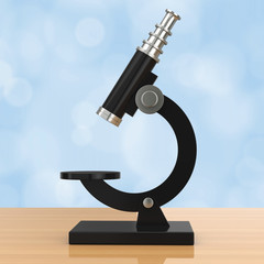 Abstract Vintage Laboratory Microscope. 3d Rendering