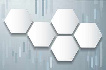 hexagon and candlestick stock exchange background vector 