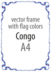 Frame and border of ribbon with the colors of the Congo flag