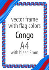 Frame and border of ribbon with the colors of the Congo flag