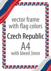 Frame and border of ribbon with the colors of the Czech Republic flag