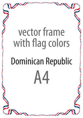 Frame and border of ribbon with the colors of the Dominican Republic flag