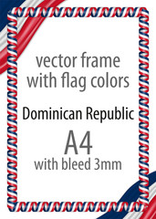 Frame and border of ribbon with the colors of the Dominican Republic flag