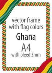 Frame and border of ribbon with the colors of the Ghana flag