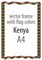 Frame and border of ribbon with the colors of the Kenya flag