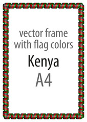 Frame and border of ribbon with the colors of the Kenya flag