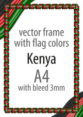 Frame and border of ribbon with the colors of the Kenya flag