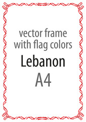 Frame and border of ribbon with the colors of the Lebanon flag