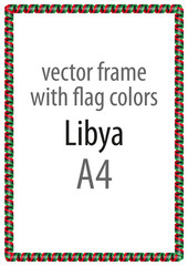 Frame and border of ribbon with the colors of the Libya flag
