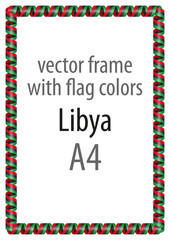 Frame and border of ribbon with the colors of the Libya flag