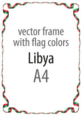 Frame and border of ribbon with the colors of the Libya flag