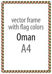 Frame and border of ribbon with the colors of the Oman flag