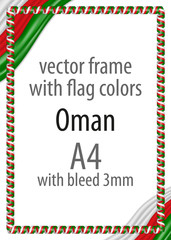 Frame and border of ribbon with the colors of the Oman flag