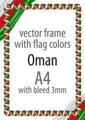 Frame and border of ribbon with the colors of the Oman flag