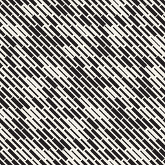 Vector Seamless Black And White Irregular Dash Rectangles Grid Pattern. Abstract Geometric Background Design