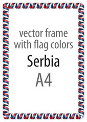 Frame and border of ribbon with the colors of the Serbia flag