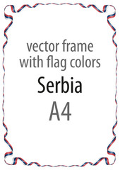 Frame and border of ribbon with the colors of the Serbia flag