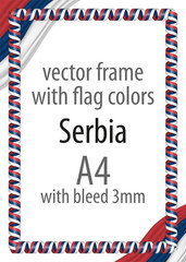 Frame and border of ribbon with the colors of the Serbia flag