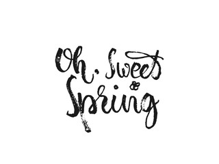 Oh, sweet Spring. Handwritten lettering. Modern Calligraphy. Vector