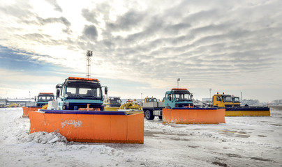 Snow removal vehicles in the airport