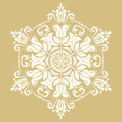 Elegant white ornament in the style of barogue. Abstract traditional pattern with oriental elements