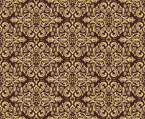 Seamless golden baroque pattern. Traditional classic orient ornament