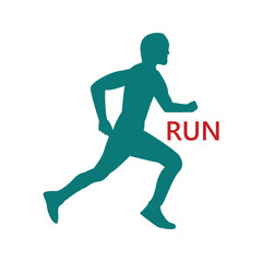 Fototapeta na wymiar The silhouette of a runner with word run