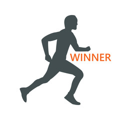 Fototapeta na wymiar The silhouette of a runner with word winner