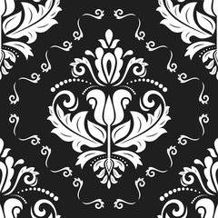 Damask classic black and white pattern. Seamless abstract background with repeating elements