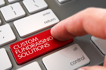 Hand Touching Custom Fundraising Solutions Keypad. 3d.