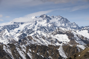Fototapeta na wymiar Italian Alps: Monte Rosa view from Valsesia valley, Piedmont, Italy