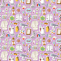 Science seamless pattern vector illustration.