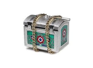 Metal antique chest on a white background