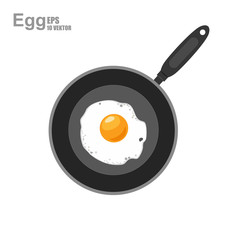 Illustration of a realistic egg on a black pan, flat design