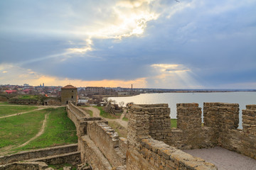 Fototapeta premium Akkerman fortress and belgorod city during sunset in Odessa, Ukraine