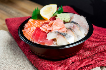 japanese food Mix Sashimi Chirashi Rice Bowl