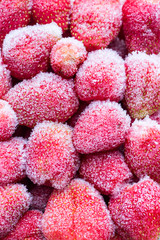 Frozen strawberries close-up