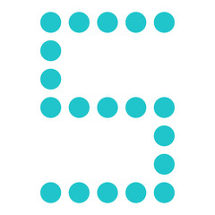 Digital number five 5 display board round dot