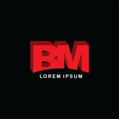 red block initial letter brand logo template logotype