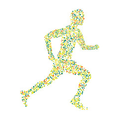 The silhouette of a runner from circles grass